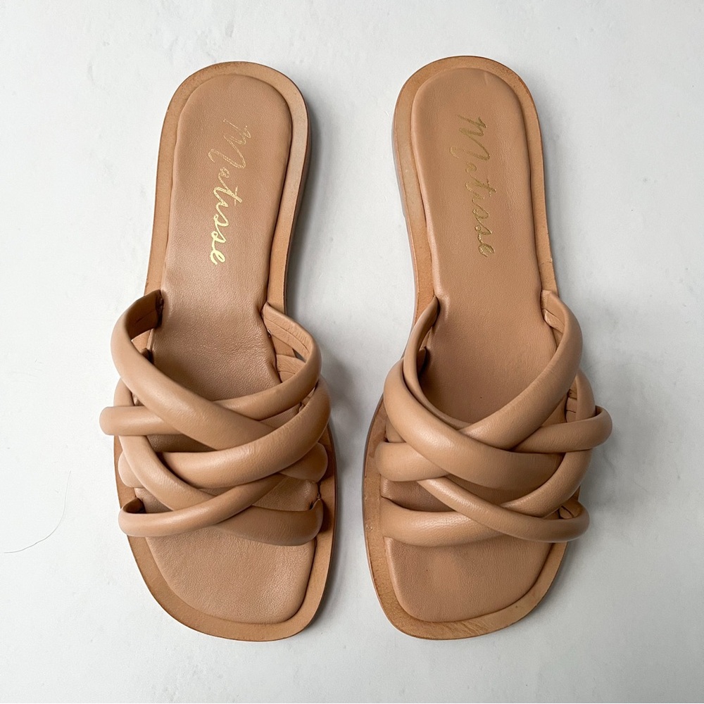 Matisse Tan Sandals with Crisscross Straps